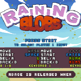 Raining Blobs main menu